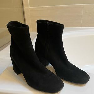Vince Black Suede Block Heel booties